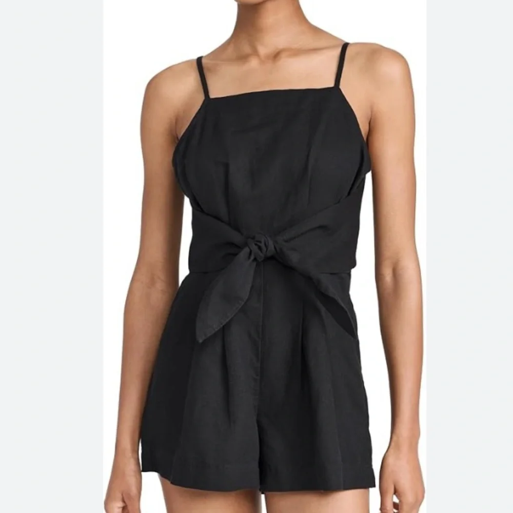 Madewell Linen Blend Sleeveless Romper With Tie - Picture 1 of 6